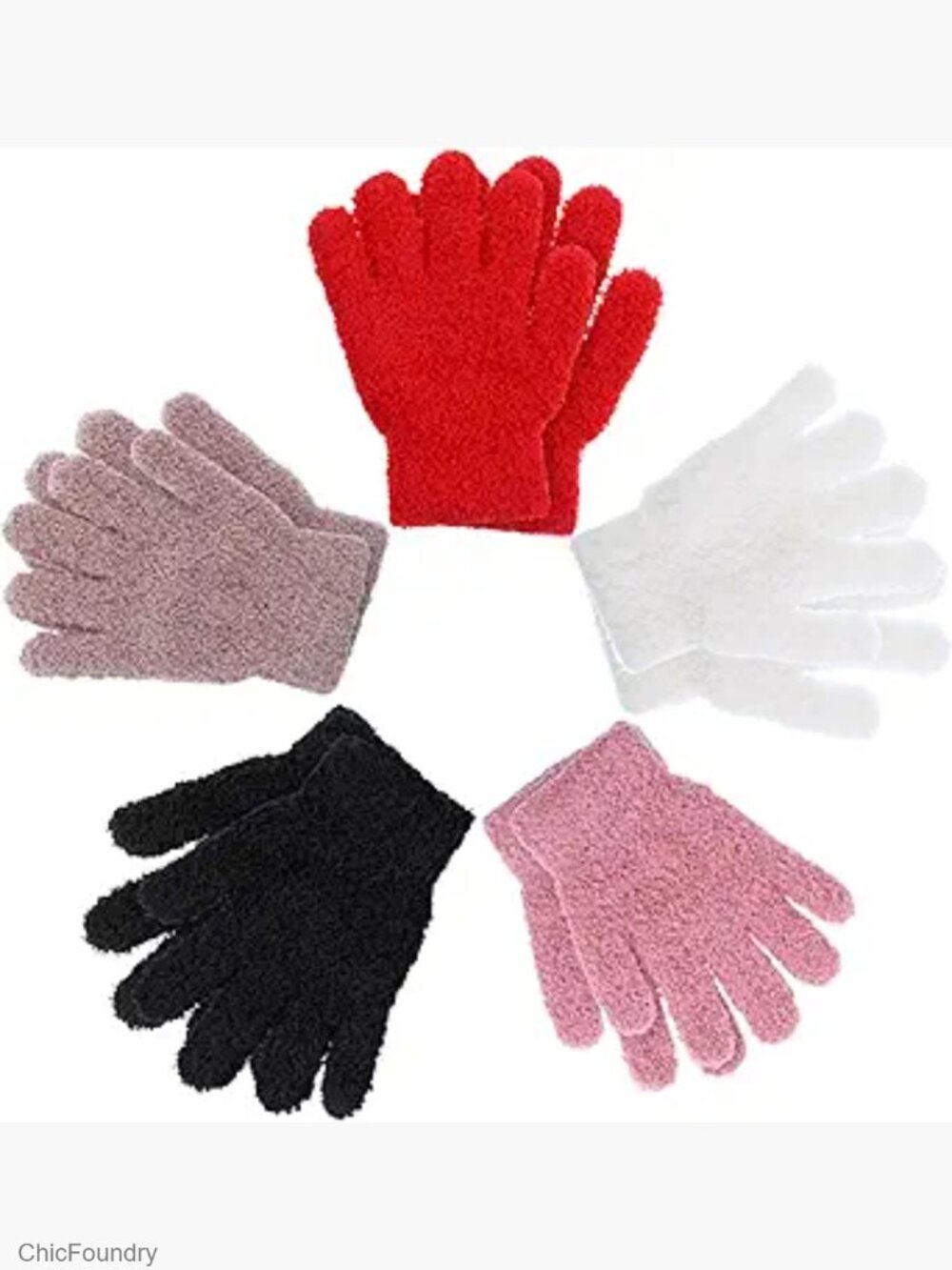 3 Pairs Kids Knit Gloves Warm Winter Full Fingers Stretchy